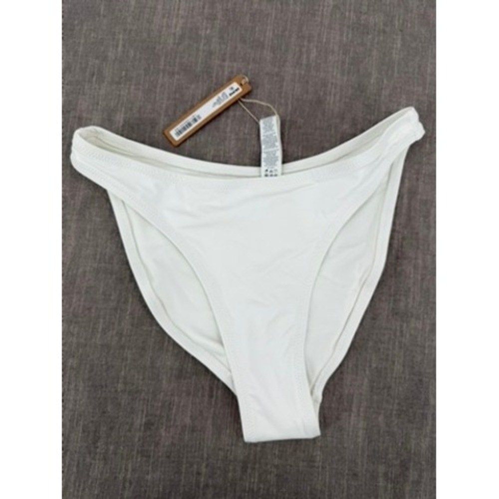 SKIMS Recycled Swim Mid Coverage Bikini Bottom Snow White Size XS NWT